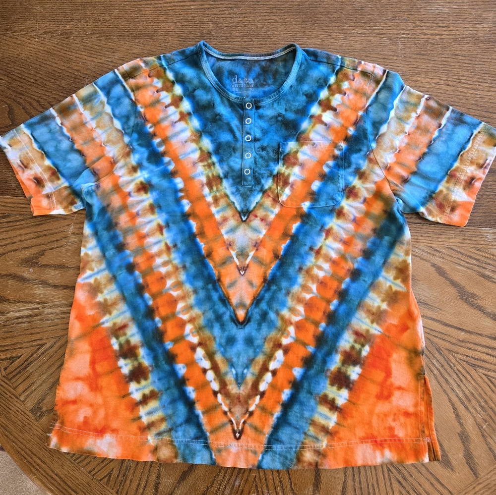 Vibrant Blue and Orange Chevron Tunic